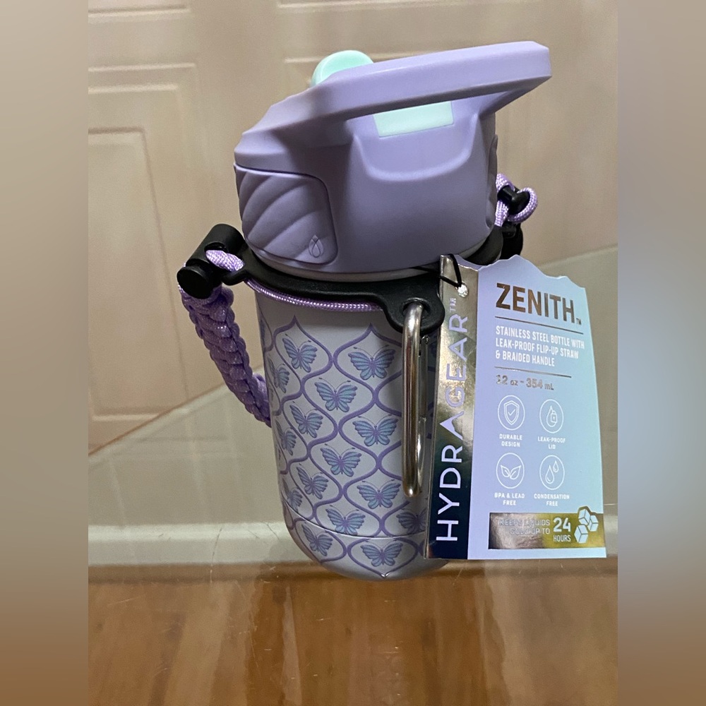 Zenith Purple Kids Water Bottle 12 Oz. Durable Design Leak proof Bpa & Lead free